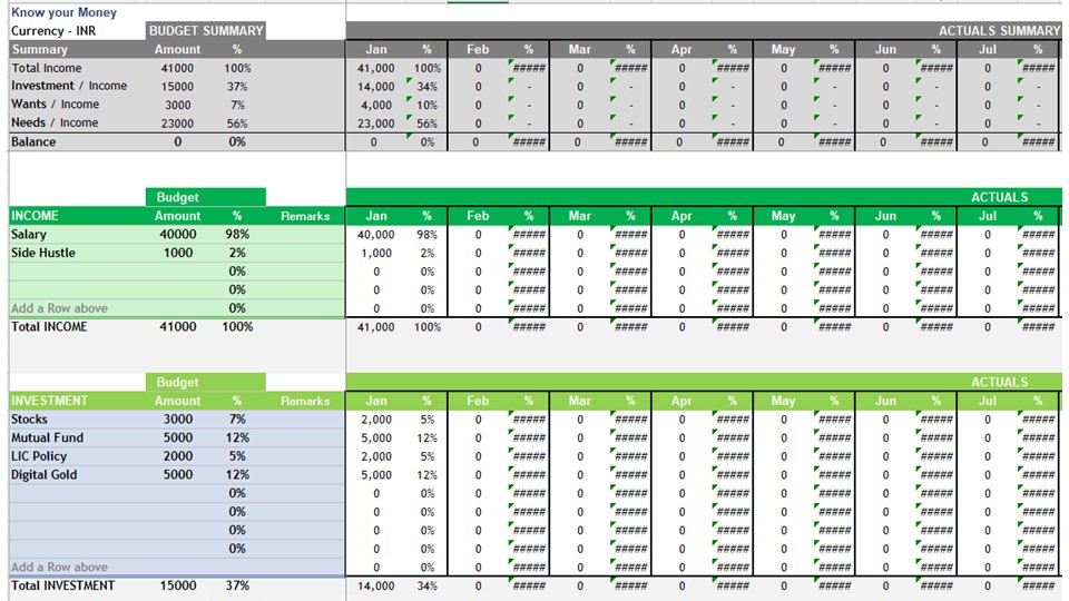 Monthly Finance Planner